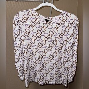 Ann Taylor Heart Shapes Printed Blouse